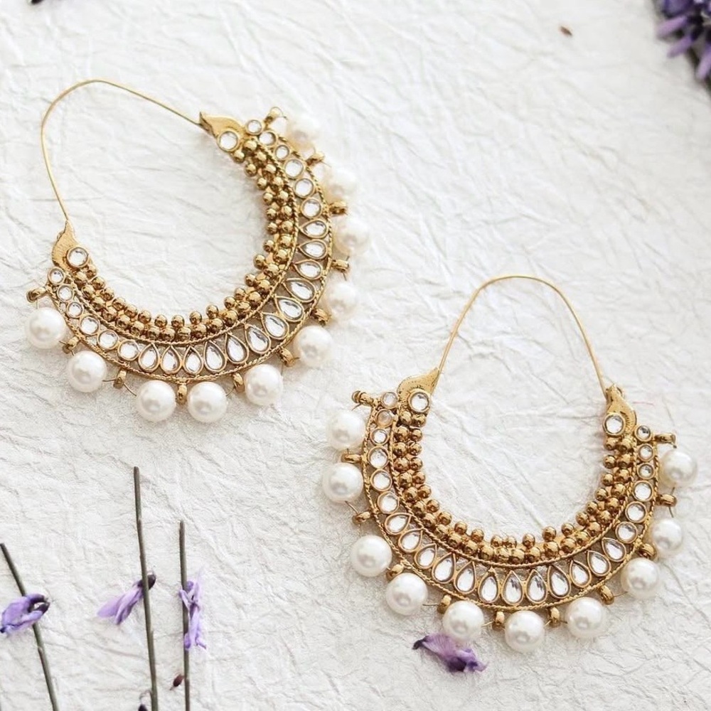 NWOT Boho Pearl Hoop Earrings